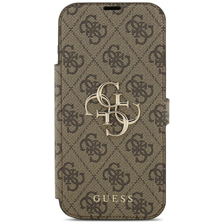 Guess iPhone 17 Pro Max/iPhone 18 Pro Max Kotelo Book 4G Metal Logo Ruskea
