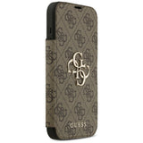 Guess iPhone 17 Pro Max/iPhone 18 Pro Max Kotelo Book 4G Metal Logo Ruskea