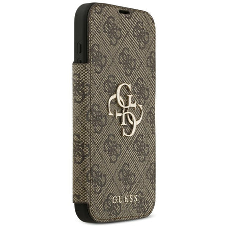 Guess iPhone 17 Pro Max/iPhone 18 Pro Max Kotelo Book 4G Metal Logo Ruskea