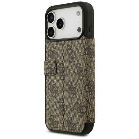 Guess iPhone 17 Pro Max/iPhone 18 Pro Max Kotelo Book 4G Metal Logo Ruskea