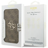 Guess iPhone 17 Pro Max/iPhone 18 Pro Max Kotelo Book 4G Metal Logo Ruskea
