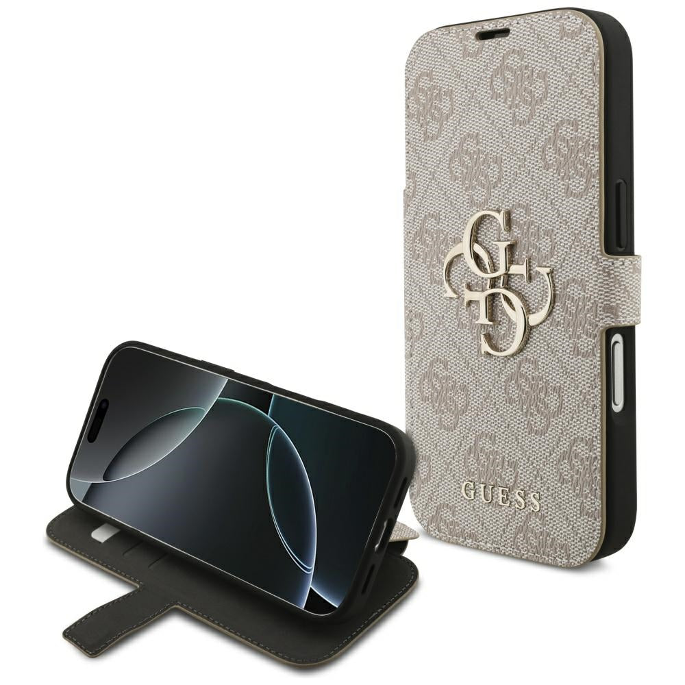 Guess iPhone 17 Pro/iPhone 18 Pro Kotelo Book 4G Metal Logo Vaaleanpunainen