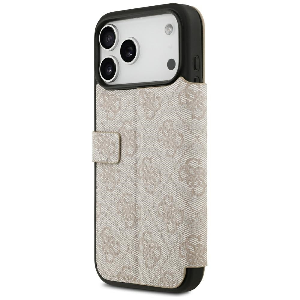 Guess iPhone 17 Pro Max/iPhone 18 Pro Max Kotelo Book 4G Metal Logo Vaaleanpunainen