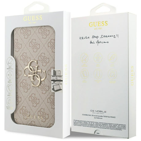 Guess iPhone 17 Pro Max/iPhone 18 Pro Max Kotelo Book 4G Metal Logo Vaaleanpunainen