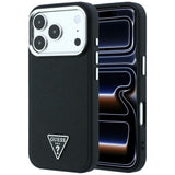 Guess iPhone 17 Pro/iPhone 18 Pro Kuori Grained Triangle Logo Musta