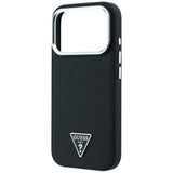 Guess iPhone 17 Pro/iPhone 18 Pro Kuori Grained Triangle Logo Musta