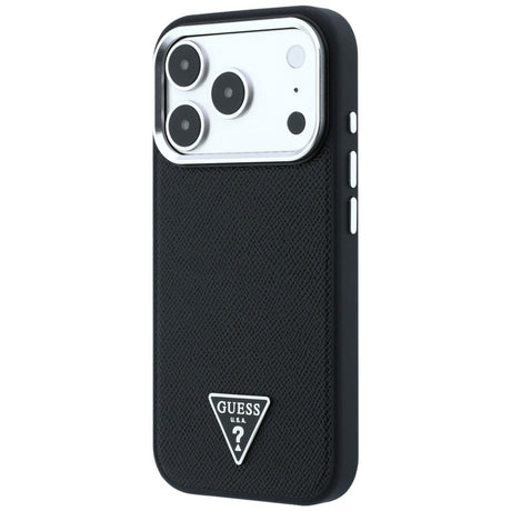 Guess iPhone 17 Pro Max/iPhone 18 Pro Max Kuori Grained Triangle Logo Musta