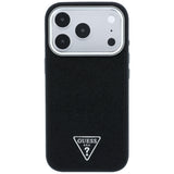 Guess iPhone 17 Pro Max/iPhone 18 Pro Max Kuori Grained Triangle Logo Musta