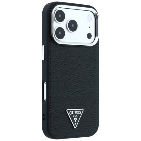 Guess iPhone 17 Pro Max/iPhone 18 Pro Max Kuori Grained Triangle Logo Musta
