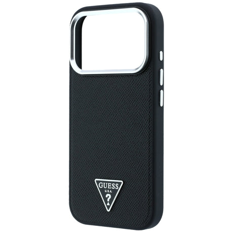 Guess iPhone 17 Pro Max/iPhone 18 Pro Max Kuori Grained Triangle Logo Musta
