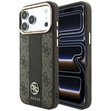 Guess iPhone 17 Pro Max/iPhone 18 Pro Max Kuori 4G Stripe Classic Logos Ruskea