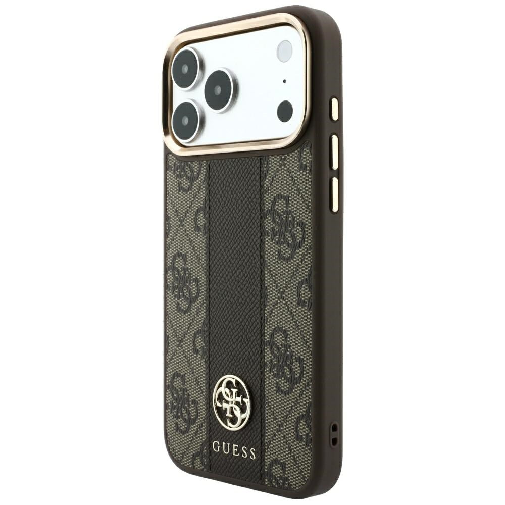 Guess iPhone 17 Pro Max/iPhone 18 Pro Max Kuori 4G Stripe Classic Logos Ruskea