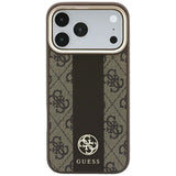 Guess iPhone 17 Pro Max/iPhone 18 Pro Max Kuori 4G Stripe Classic Logos Ruskea
