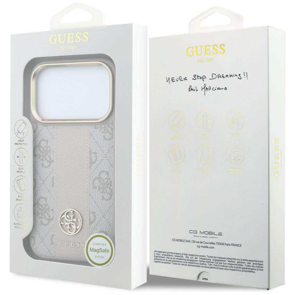 Guess iPhone 17 Pro/iPhone 18 Pro Kuori 4G Stripe Classic Logos Vaaleanpunainen