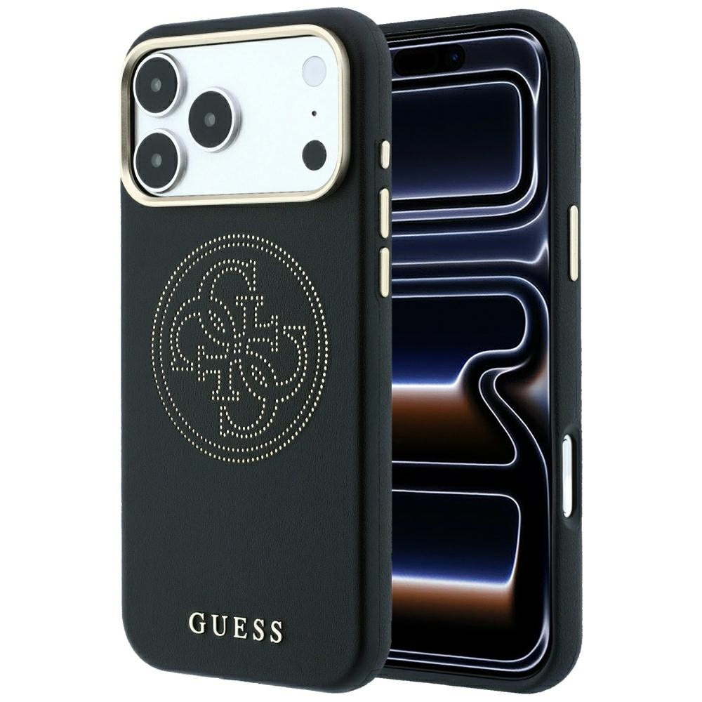 Guess iPhone 17 Pro/iPhone 18 Pro Kuori Perforated 4G Gold Logo Musta