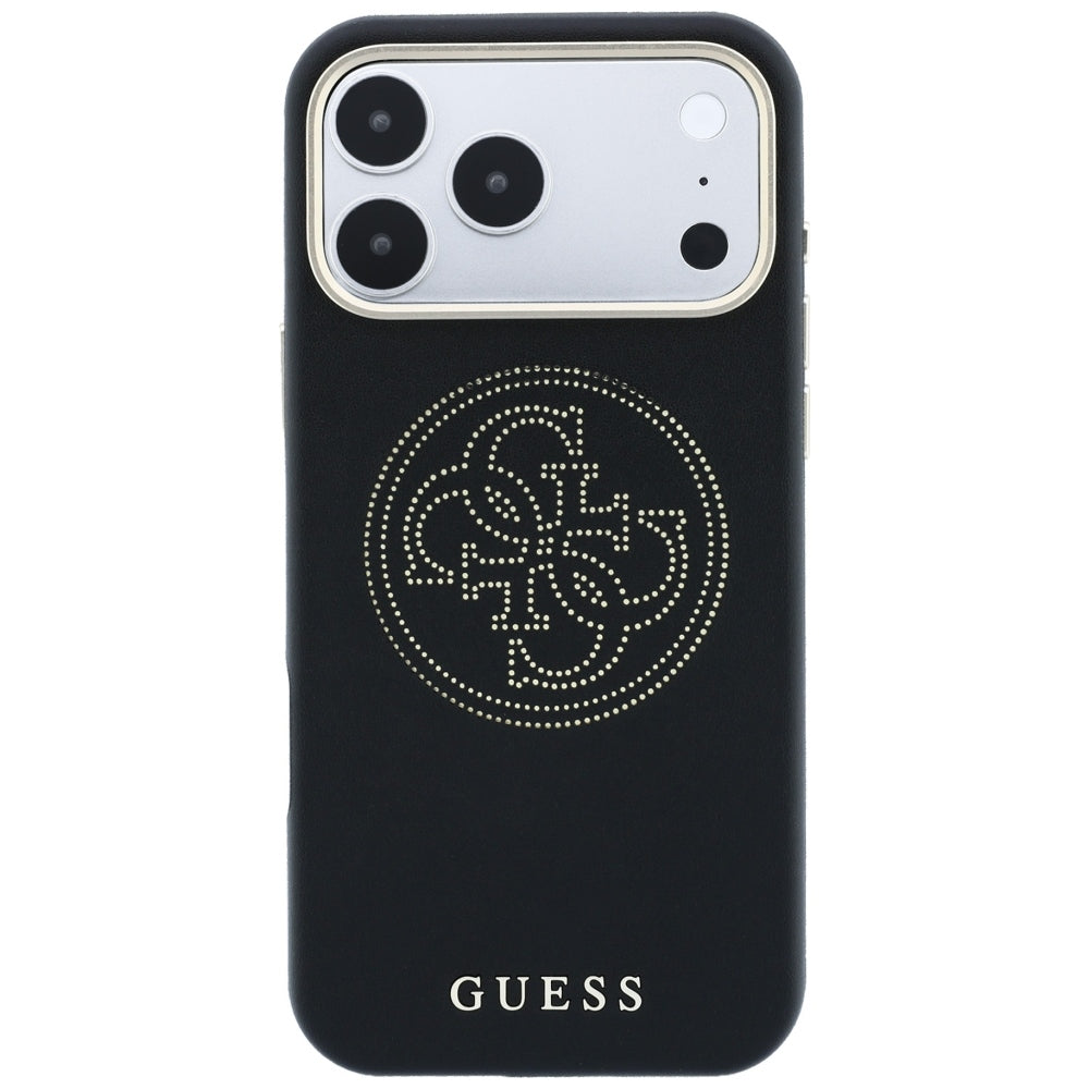 Guess iPhone 17 Pro/iPhone 18 Pro Kuori Perforated 4G Gold Logo Musta