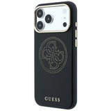 Guess iPhone 17 Pro Max/iPhone 18 Pro Max Kuori Perforated 4G Gold Logo Musta