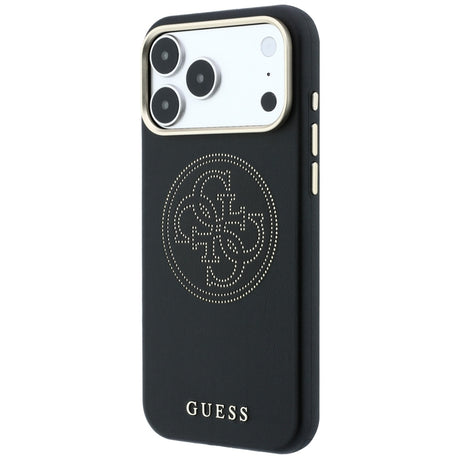 Guess iPhone 17 Pro Max/iPhone 18 Pro Max Kuori Perforated 4G Gold Logo Musta