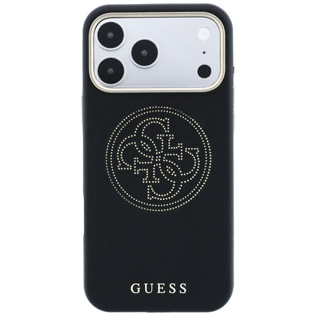 Guess iPhone 17 Pro Max/iPhone 18 Pro Max Kuori Perforated 4G Gold Logo Musta