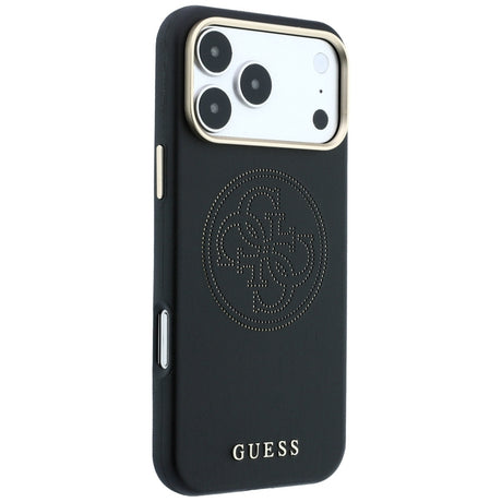 Guess iPhone 17 Pro Max/iPhone 18 Pro Max Kuori Perforated 4G Gold Logo Musta