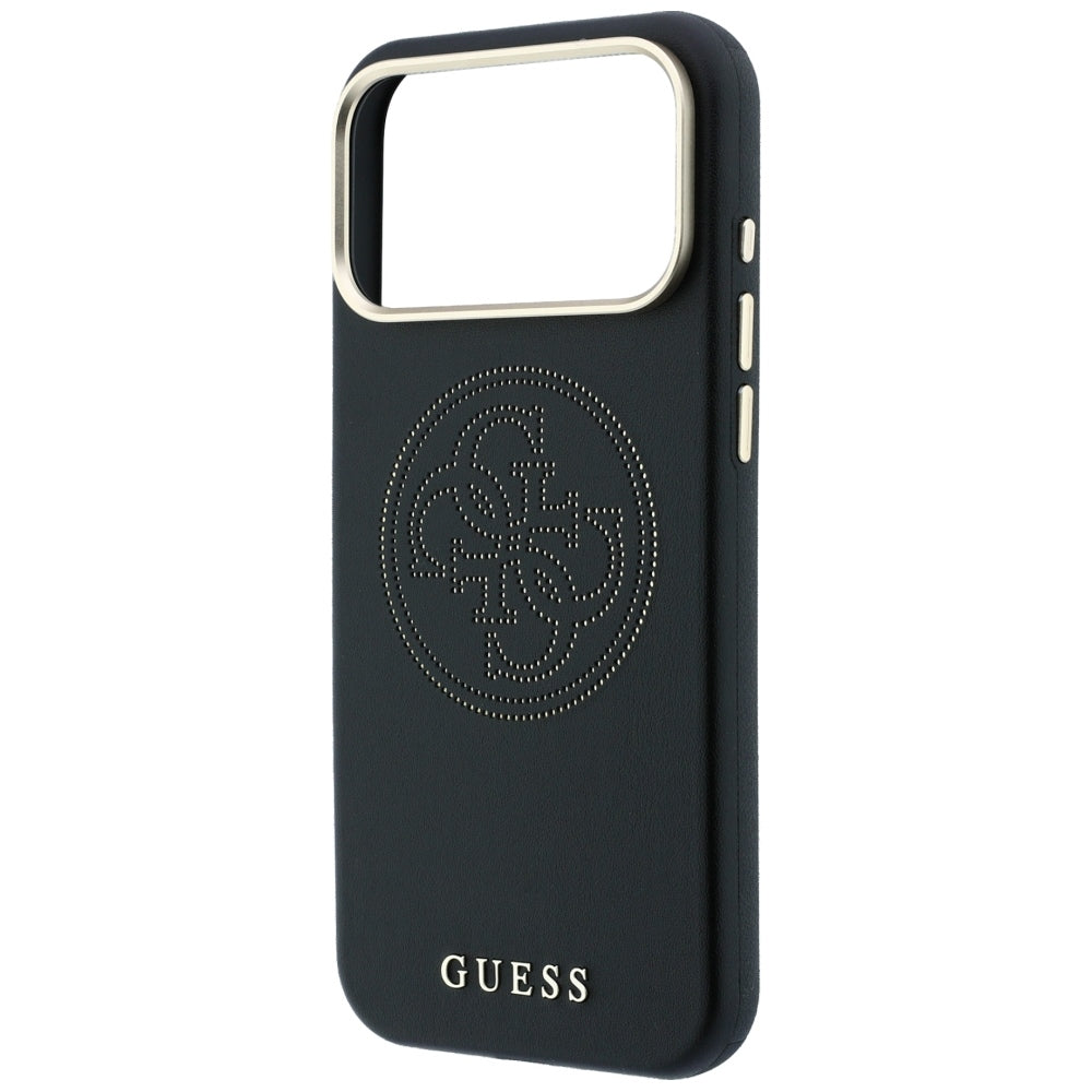 Guess iPhone 17 Pro Max/iPhone 18 Pro Max Kuori Perforated 4G Gold Logo Musta