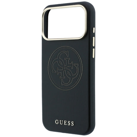 Guess iPhone 17 Pro Max/iPhone 18 Pro Max Kuori Perforated 4G Gold Logo Musta