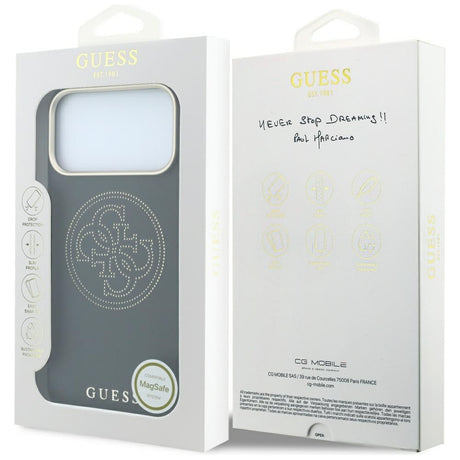 Guess iPhone 17 Pro Max/iPhone 18 Pro Max Kuori Perforated 4G Gold Logo Musta