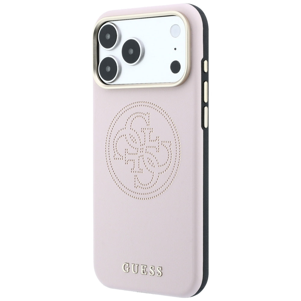 Guess iPhone 17 Pro/iPhone 18 Pro Kuori Perforated 4G Gold Logo Vaaleanpunainen