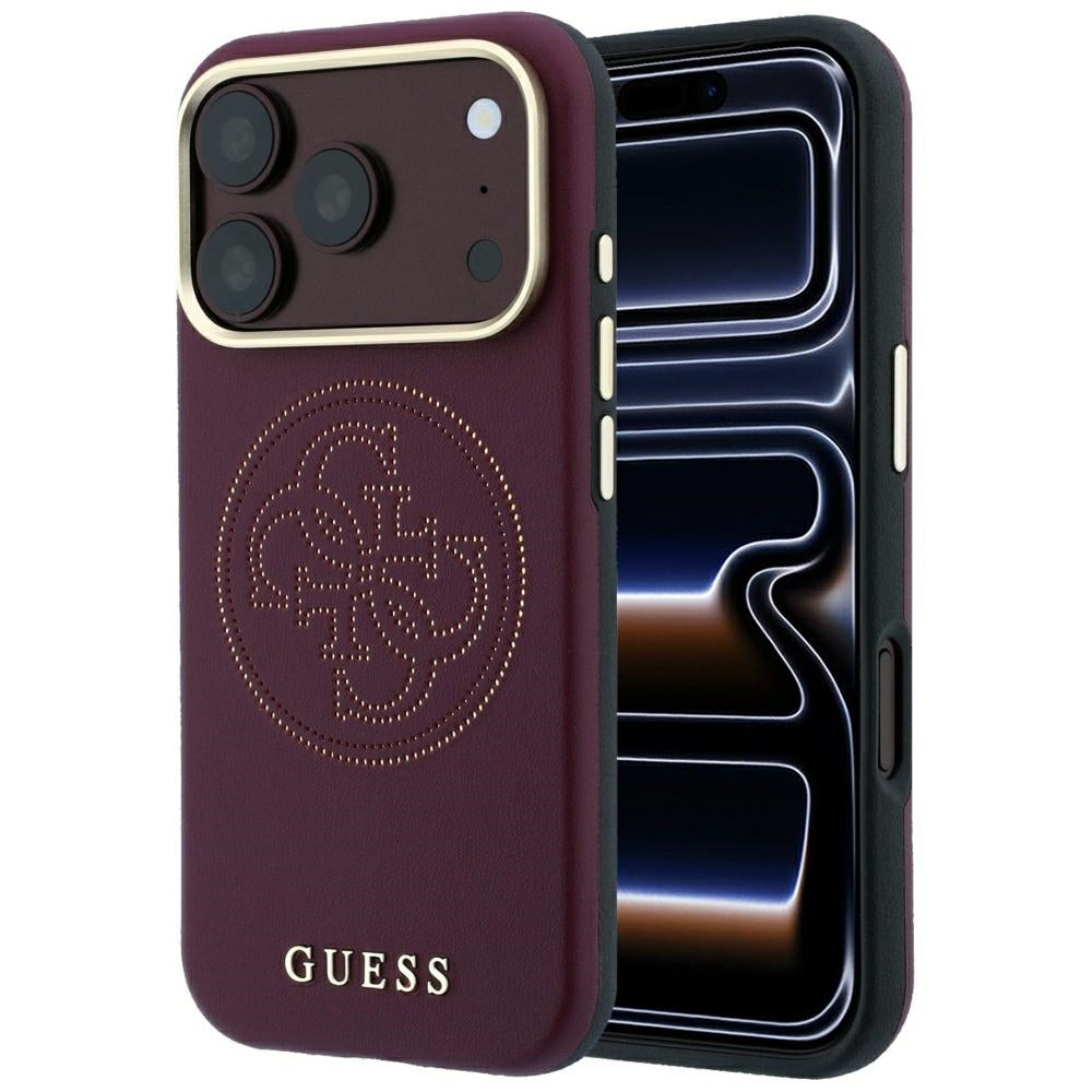 Guess iPhone 17 Pro/iPhone 18 Pro Kuori Rei'itetty 4G Kultainen logo Viininpunainen