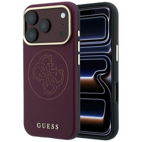 Guess iPhone 17 Pro Max/iPhone 18 Pro Max Kuori Perforated 4G Gold Logo Burgundy
