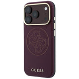 Guess iPhone 17 Pro Max/iPhone 18 Pro Max Kuori Perforated 4G Gold Logo Burgundy