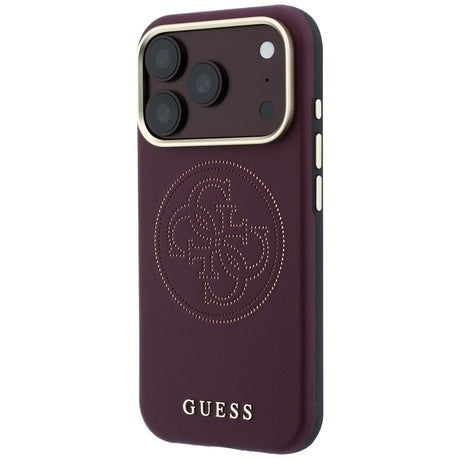 Guess iPhone 17 Pro Max/iPhone 18 Pro Max Kuori Perforated 4G Gold Logo Burgundy