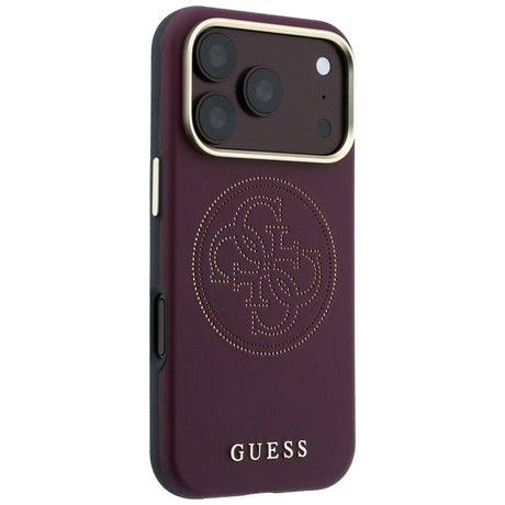 Guess iPhone 17 Pro Max/iPhone 18 Pro Max Kuori Perforated 4G Gold Logo Burgundy