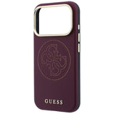 Guess iPhone 17 Pro Max/iPhone 18 Pro Max Kuori Perforated 4G Gold Logo Burgundy