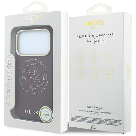 Guess iPhone 17 Pro Max/iPhone 18 Pro Max Kuori Perforated 4G Gold Logo Burgundy