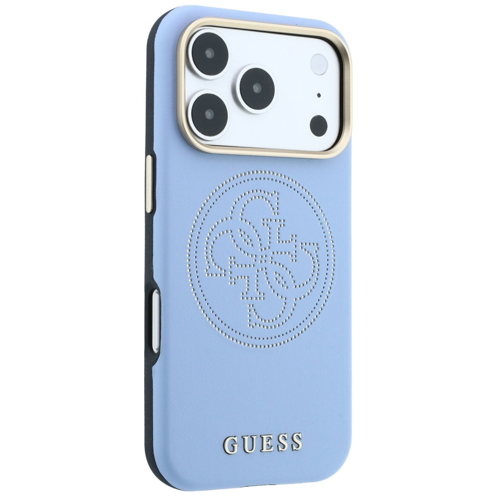 Guess iPhone 17 Pro/iPhone 18 Pro Kuori rei'itetty 4G Gold Logo Sininen