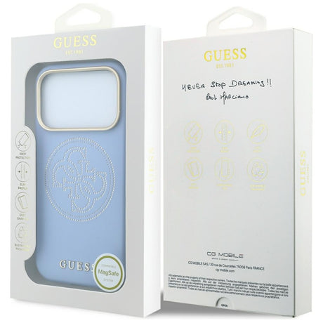 Guess iPhone 17 Pro Max/iPhone 18 Pro Max Kuori Perforated 4G Gold Logo Sininen