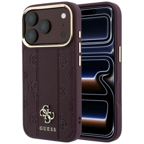Guess iPhone 17 Pro Max/iPhone 18 Pro Max Kuori Stripe Peony 4G Logo Burgundy
