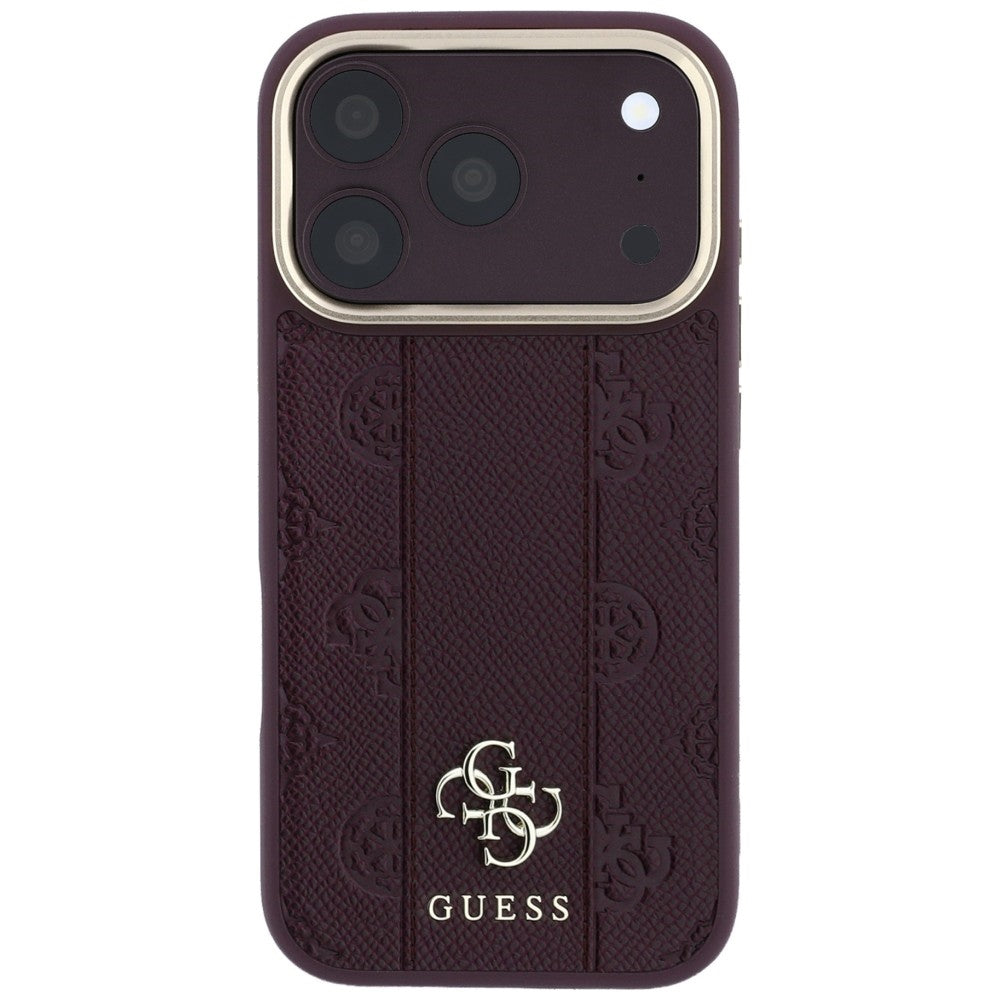 Guess iPhone 17 Pro Max/iPhone 18 Pro Max Kuori Stripe Peony 4G Logo Burgundy