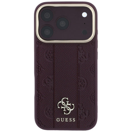 Guess iPhone 17 Pro Max/iPhone 18 Pro Max Kuori Stripe Peony 4G Logo Burgundy