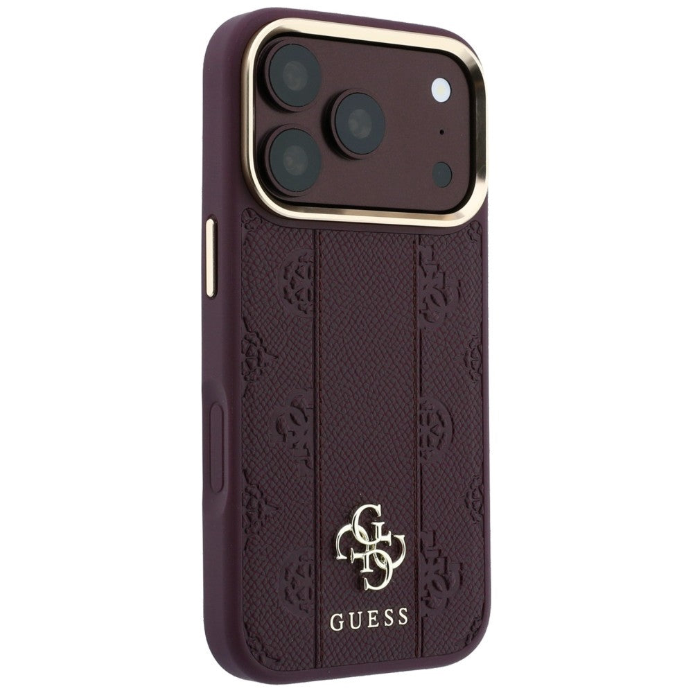 Guess iPhone 17 Pro Max/iPhone 18 Pro Max Kuori Stripe Peony 4G Logo Burgundy