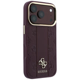 Guess iPhone 17 Pro Max/iPhone 18 Pro Max Kuori Stripe Peony 4G Logo Burgundy