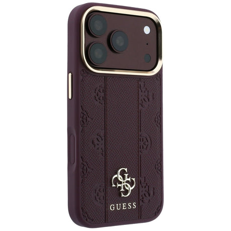 Guess iPhone 17 Pro Max/iPhone 18 Pro Max Kuori Stripe Peony 4G Logo Burgundy