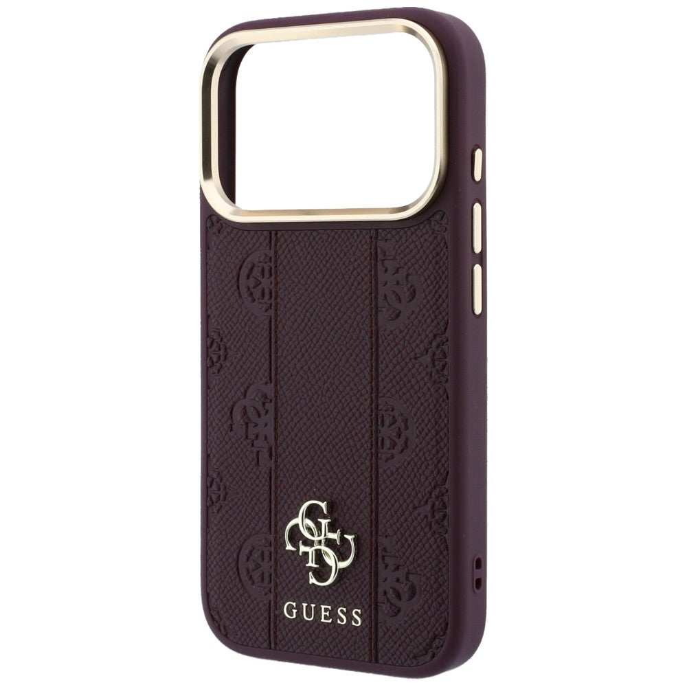 Guess iPhone 17 Pro Max/iPhone 18 Pro Max Kuori Stripe Peony 4G Logo Burgundy