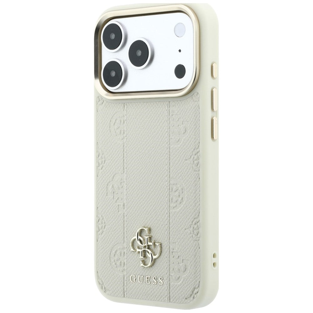 Guess iPhone 17 Pro Max/iPhone 18 Pro Max Kuori Stripe Peony 4G Logo Beige