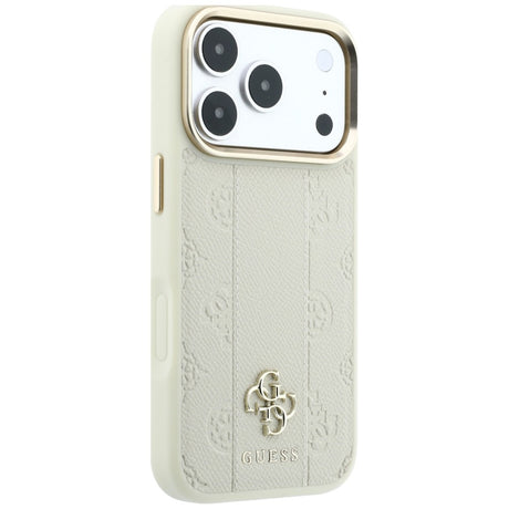Guess iPhone 17 Pro Max/iPhone 18 Pro Max Kuori Stripe Peony 4G Logo Beige