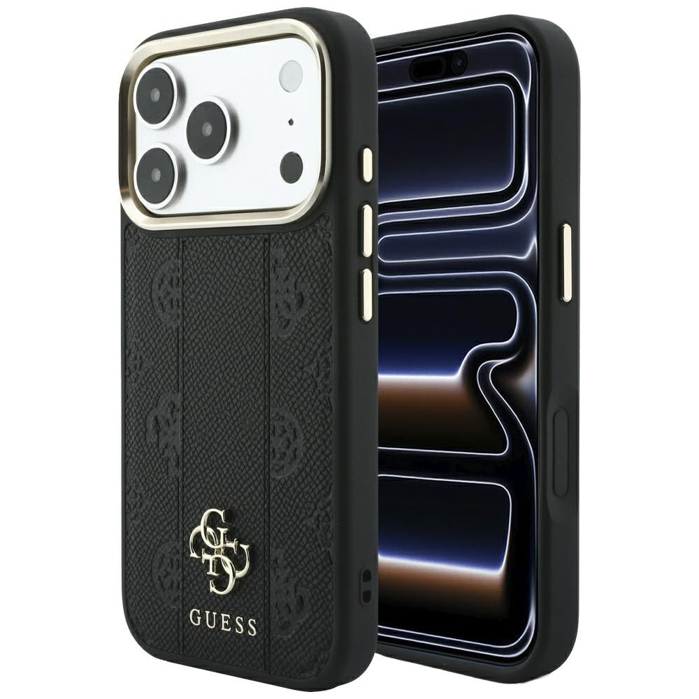 Guess iPhone 17 Pro/iPhone 18 Pro Kuori Stripe Peony 4G Logo Musta