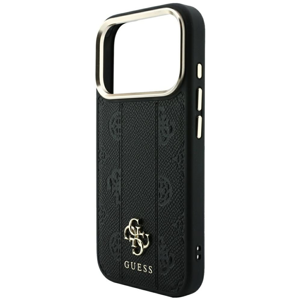 Guess iPhone 17 Pro/iPhone 18 Pro Kuori Stripe Peony 4G Logo Musta