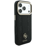 Guess iPhone 17 Pro Max/iPhone 18 Pro Max Kuori Stripe Peony 4G Logo Musta