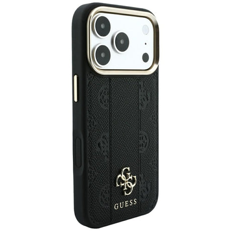 Guess iPhone 17 Pro Max/iPhone 18 Pro Max Kuori Stripe Peony 4G Logo Musta